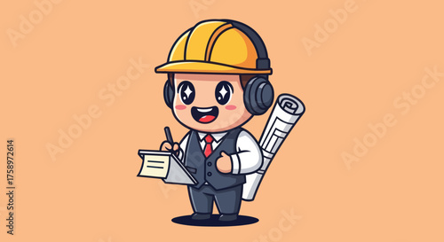 Cartoon architect with plans