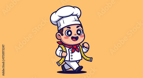 Cartoon chef with tape measure