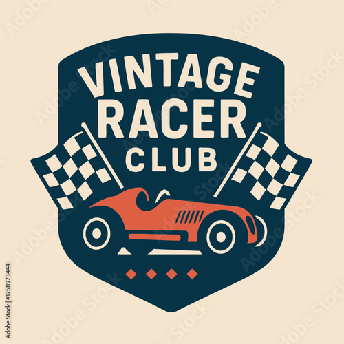 Vintage Racer Club Retro Car Emblem Design