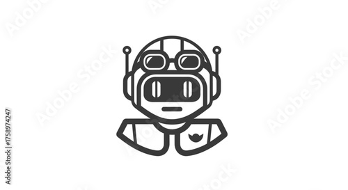 Red robot icon wearing a helmet with a keyhole design