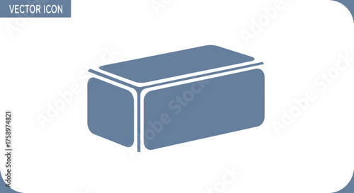 Isometric blue rectangular block icon with rounded corners and white outlines.