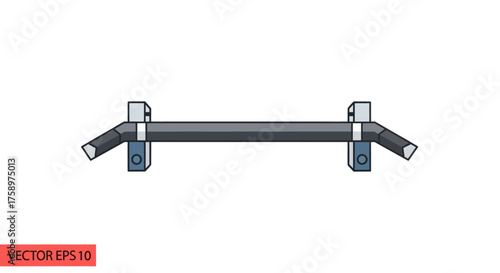 Horizontal Pull-Up Bar with Mounting Brackets Isolated.