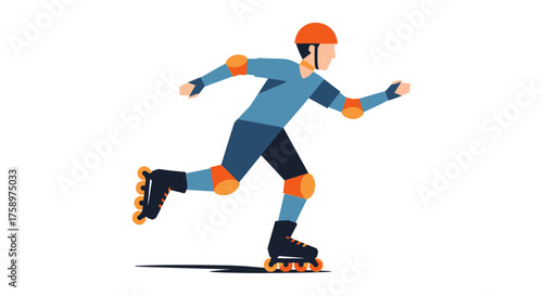 Person in protective gear rollerblading with motion blur effect.