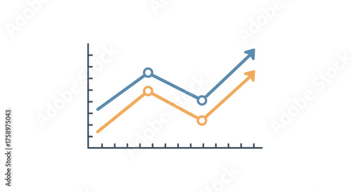 Two Line Graph Showing Upward Trend and Growth.