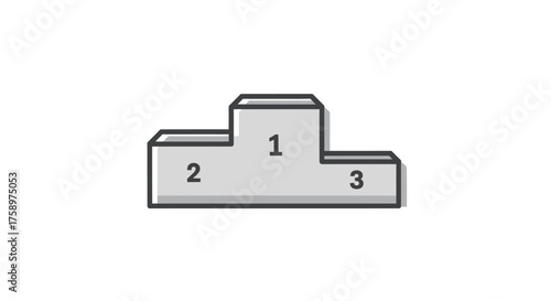 Grayscale winners podium with three numbered tiers for first second and third place.