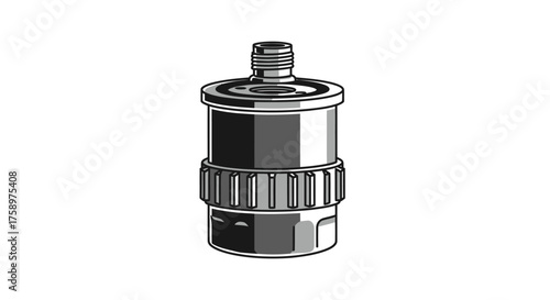 Industrial Metal Silencer Component with Threaded Connector.