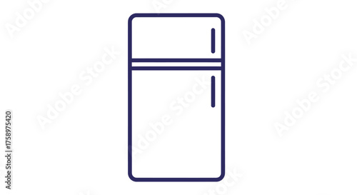 Simple Line Art Icon of a Modern Refrigerator.