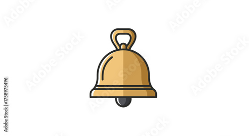 Golden Bell Icon with Handle and Clapper.
