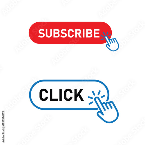 Share button with cursor pointer click and subscribe.
