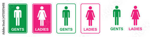 Man and woman icon set. male and female symbol. Girls and boys restroom sign.
