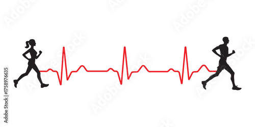 Healthy lifestyle, man and woman run.