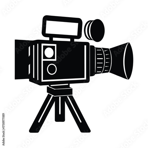 Vector illustration of vintage video camera, Flat design style isolated on white background.

