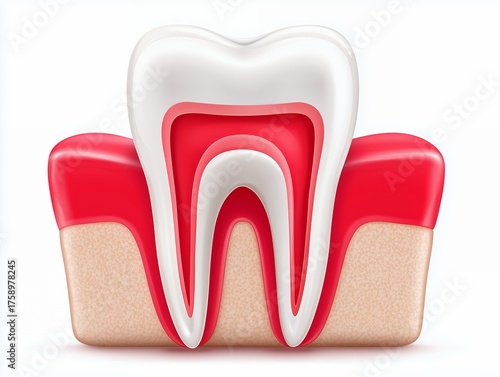 歯の断面構造を示す医学イラスト歯の仕組みと神経の位置関係を解説