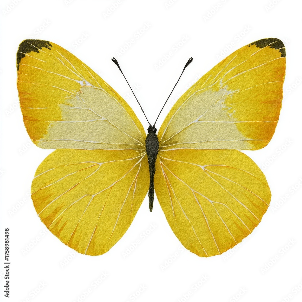 Fototapeta premium Colorful Yellow Butterfly Displaying Wings in Detailed Illustration