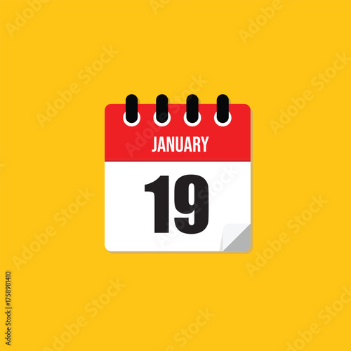 January 19 calendar icon vector