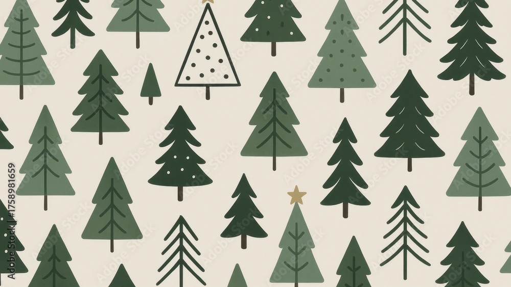 Obraz premium Festive evergreen tree pattern desktop wallpaper