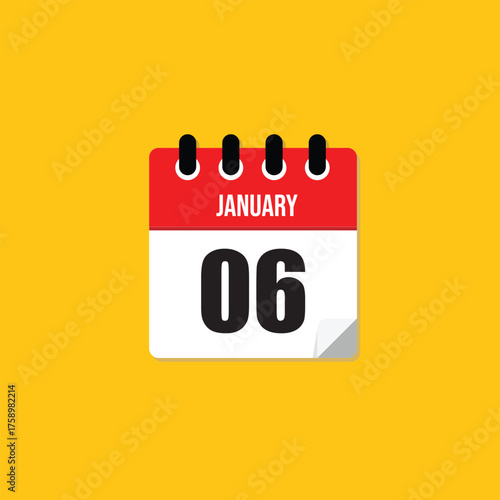 Calendar showing January 6th