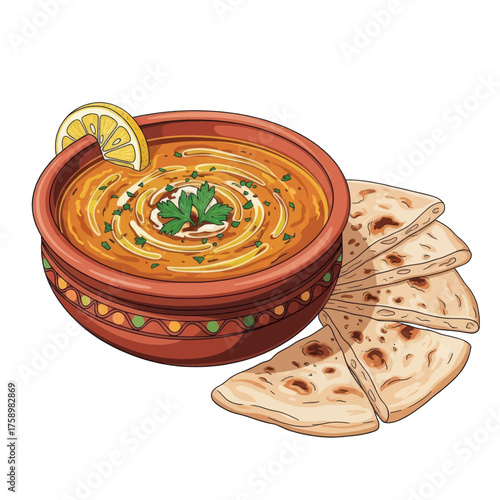 Delicious Hummus with Flatbread A Healthy and Flavorful Middle Eastern Dish