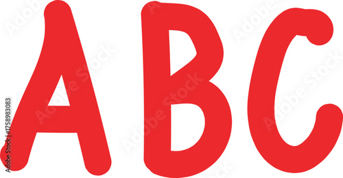 Red abc letters alphabet learning educational symbols graphic design element isolated on white background