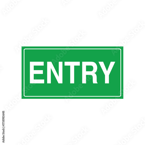 Red Entry Sign: Simple Directional Banner for Access Point Identification Graphic
