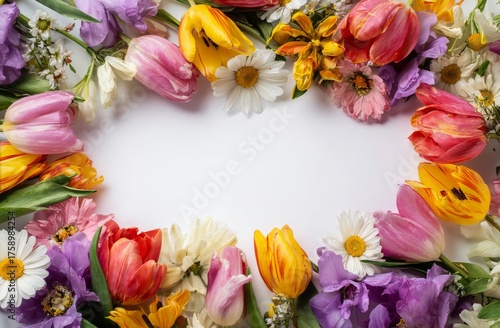 Wallpaper Mural Colorful Spring Flowers Arranged in a Heart Shape on a White Background Torontodigital.ca