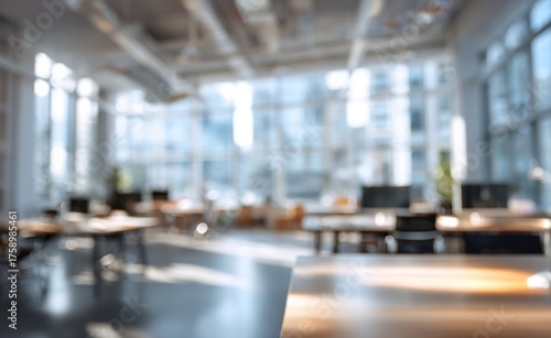 Wallpaper Mural Modern Office Interior With Large Windows and Workspace Areas During Daylight Hours Torontodigital.ca