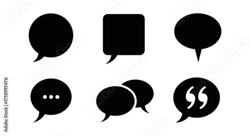 Modern communication bubbles and speech icons symbolizing dialogue, discussion, and conversation digitally rendered