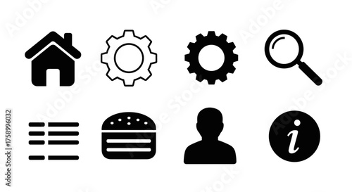 Essential user interface icons for web design, app development, and navigation, originally scalable vector graphics