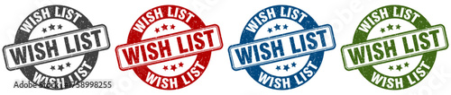 wish list stamp. wish list round stamp set isolated on white background