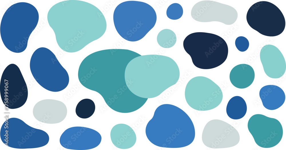 Fototapeta premium Abstract Organic Blob Pattern Background – Modern Fluid Shapes in Blue, Green, and Beige, Minimal, Trendy, Decorative, Contemporary, Seamless, Stylish
