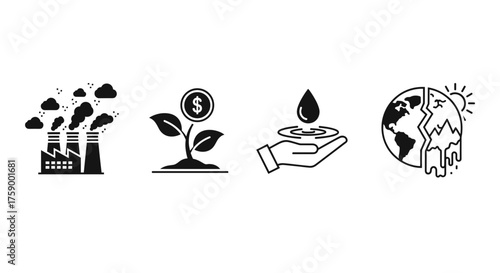 Invest in our planet's future now with sustainable energy and environmental protection icons