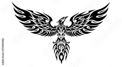 Tribal phoenix tattoo design vector illustration for mythical bird rebirth concept and phoenix symbol art