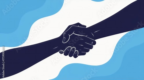 Vertical video of animated hands reaching for a handshake. Concept of help, support, and partnership. Minimalist graphic illustration of a business agreement