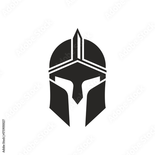 Spartan Warrior Helmet Silhouette Logo Design