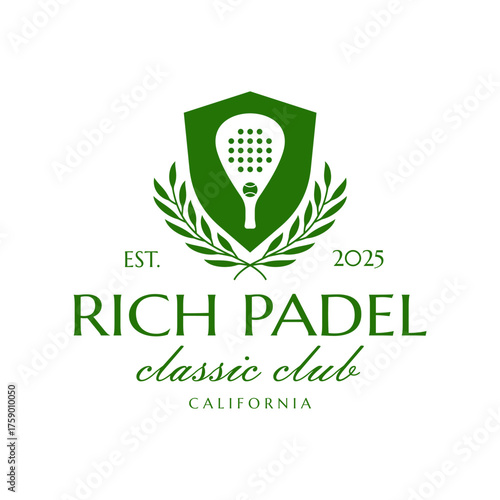Vintage Retro Padel Club Emblem Badge Logo Design with Classic and Luxury Vibes.
