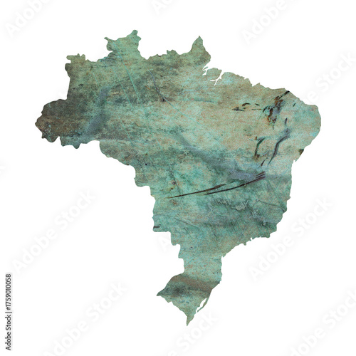 map of Brazilia on grunge green colored old metal surface