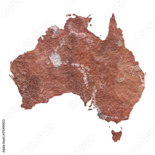 map of Australia on red stone surface