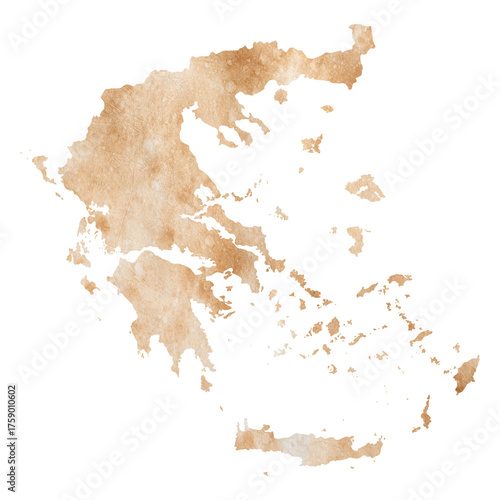 map of Greece on old brown grunge paper	