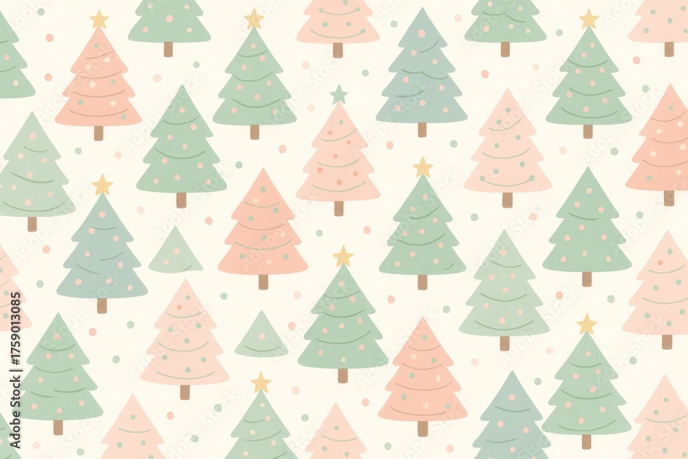 Obraz premium Pastel Christmas tree pattern background