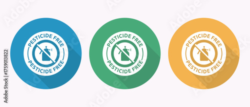 Fotografía Pesticide Free Round Labels Eco Friendly Natural Organic Healthy Product Badge I