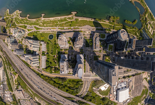 Photography Aerial view of Marine Parade Drive and Lake Shore Boulevard West in Etobicoke near Toronto West downtown, Ontario