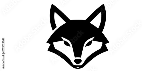 Bold Line Solid Fill Fox Head Minimalist Flat Vector Animal Logo