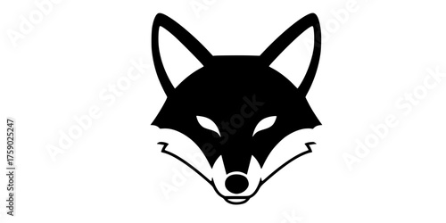 Bold Line Solid Fill Fox Head Minimalist Flat Vector Animal Logo