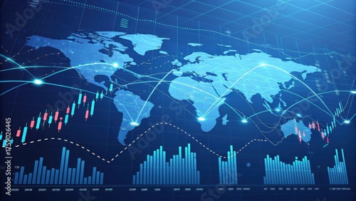 Global financial markets trading data displayed on a digital screen.