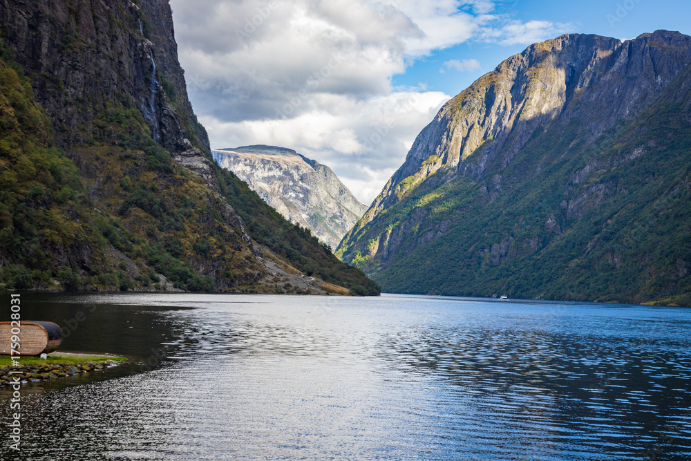 Fototapeta premium Panoramic scenery of the fjords in Norway, near Bakka