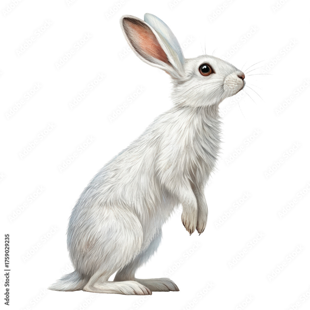 Obraz premium White hare standing 3d illustration png bunny pose png rabbit model png animated hare png cartoon bunny png wildlife animal png transparent background image