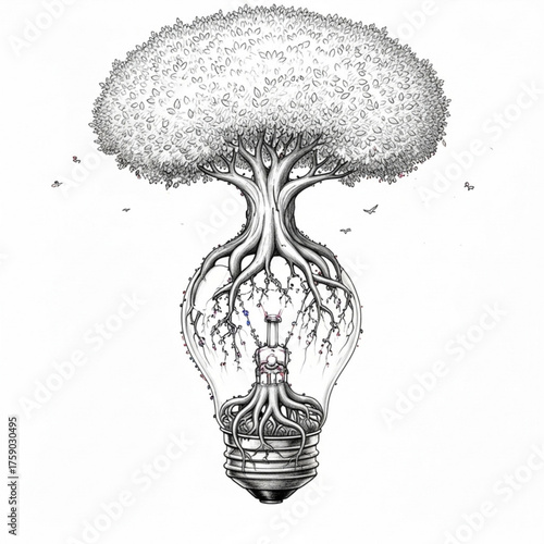 Tree of Light – Hand Pencil Sketch Surreal Art