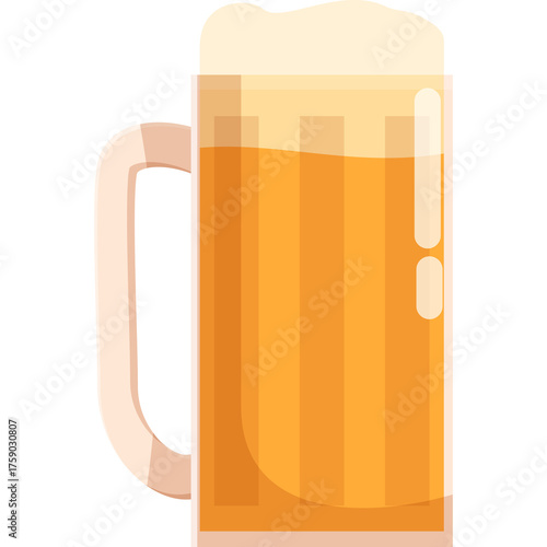 A Tall Frothy Glass Mug Filled With Golden Yellow Beer And White Foam On Top Transparent Background