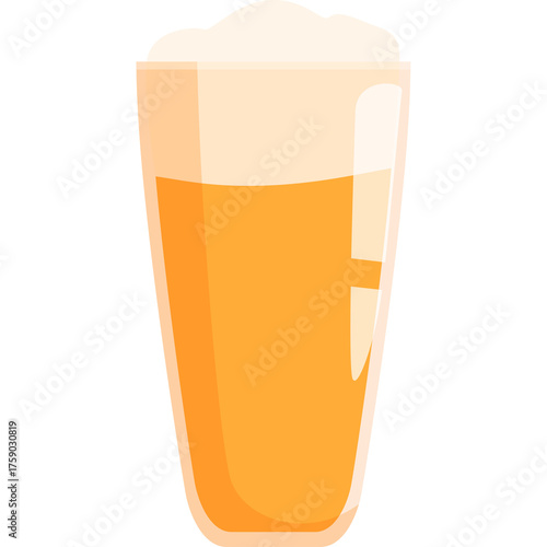 A Tall Glass Filled With Golden Yellow Beer Topped With White Frothy Foam Isolated On A White Background