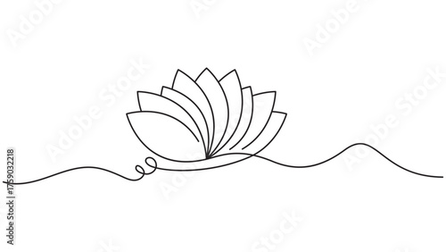 Elegant Lotus Flower Continuous Line Art Drawing for Serene Design Projects